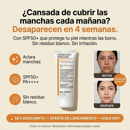 Belarya™ Crema Anti-Manchas - Resultados en 4 Semanas